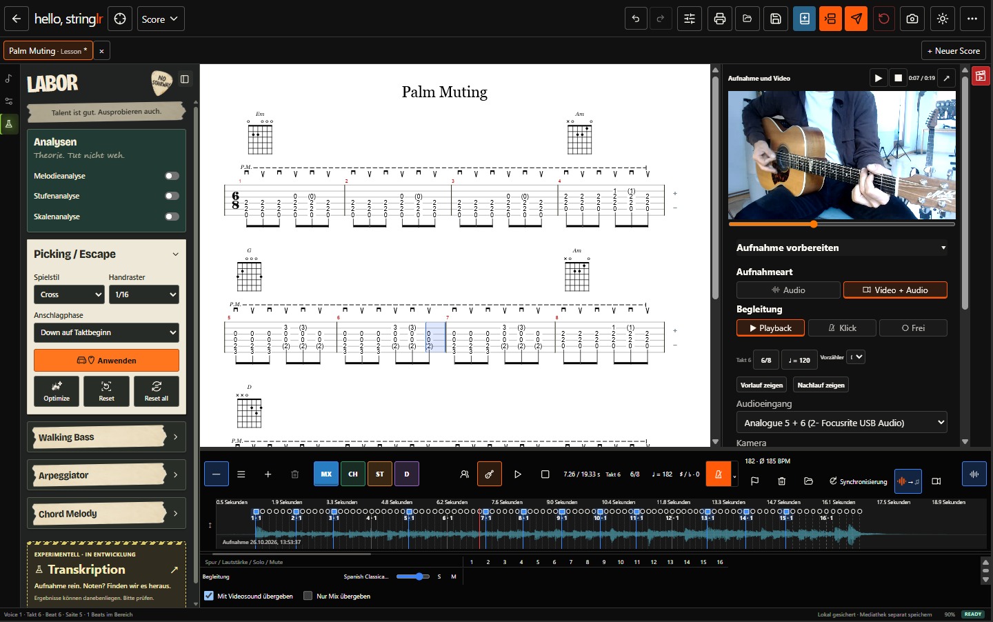 Anteprima dello strumento: Creare tablature e spartiti per chitarra online